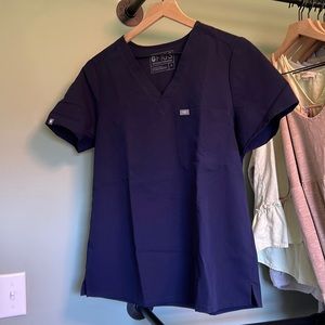 Navy Blue Figs Scrub Top